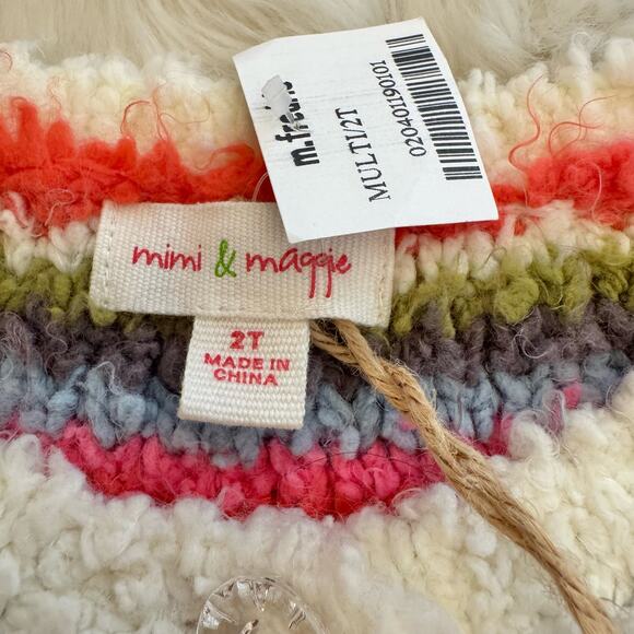 Mimi & Maggie Button Down Rainbow Stripe Fluffy Cardigan Sweater 2T NWT - Picture 7 of 10